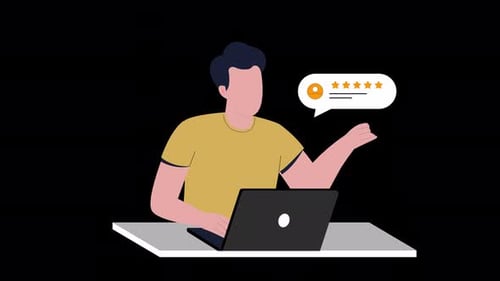 Animated Person Giving a Five-Star Online Review