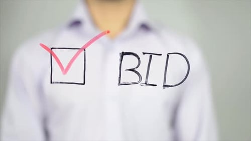 Hand Checks Box Next to the Word Bid