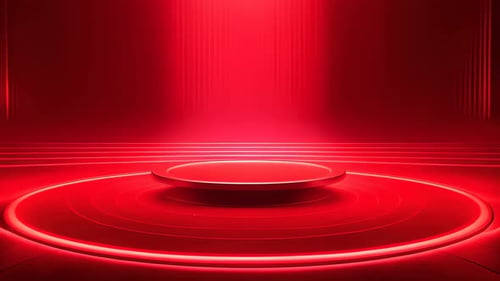 Red Stage Presentation Background with Glowing Platform