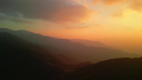 2K Sunset and Mountains Drone Shot