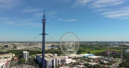 Orlando Starflyer is World Tallest Swing Ride Near Ferris Wheel at Icon Park in Florida USA Tourist