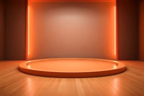 podium Futuristic showcase with platform for product displaying. Empty modern stage display