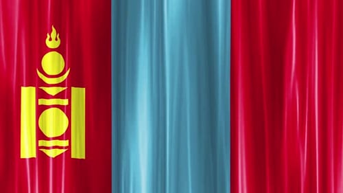 Mongolia Flag Waving Animation with Silk Fabric Texture