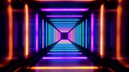 Futuristic Neon Tunnel Light Loop Background