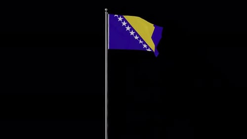 Bosnia And Herzegovina Flag on Pole Alpha Channel