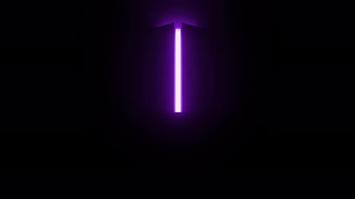 Luz de neón púrpura brillante que forma una puerta en una habitación oscura