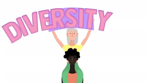 Flat Design Diversity Text Reveal Animation with People