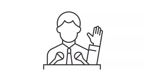 Animated Line Icon: Person Taking Oath or Giving Testimony