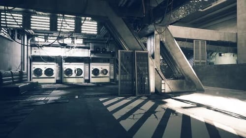 Service Shaft with Rusted Gate and Concrete Flooring for Storytelling