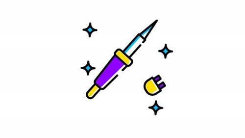 icon animation of Purple and yellow soldering iron.