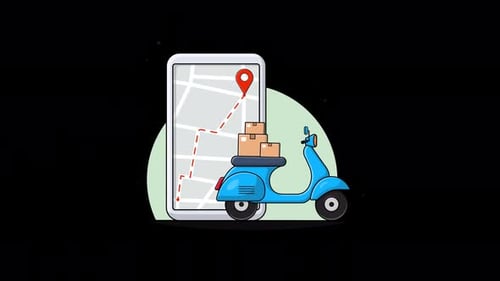 Animated Smartphone Delivery Tracking with Scooter