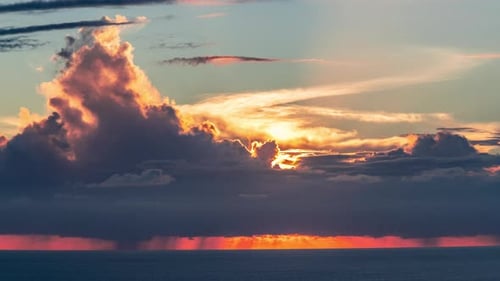 Time Lapse - Beautiful sunset clouds above Pacific Ocean