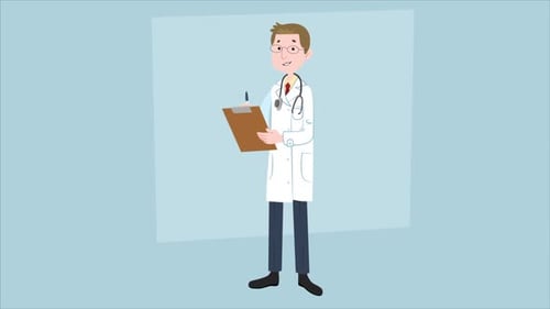 Animated Doctor Character Taking Notes Flat Design