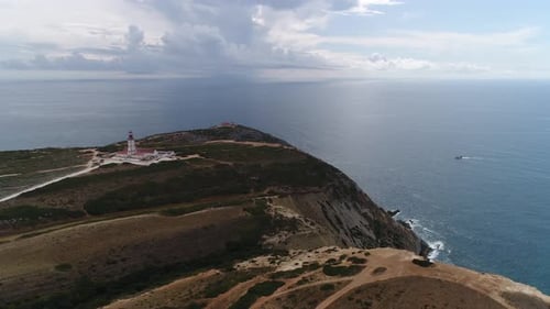 Aerial View of Cabo Espichel and Lighthouse Sesimbra Portugal