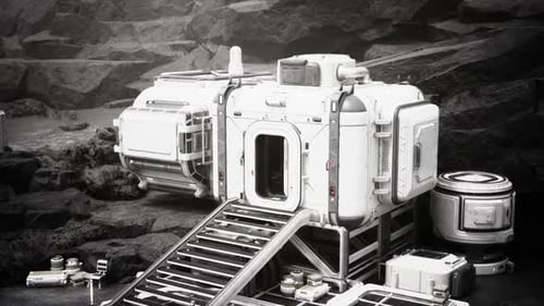 Futuristic Space Station Built on a Rock