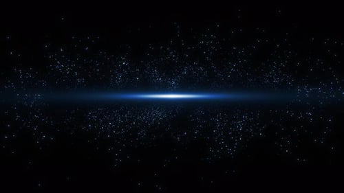 Abstract Blue Light Beam with Sparkling Particles Background