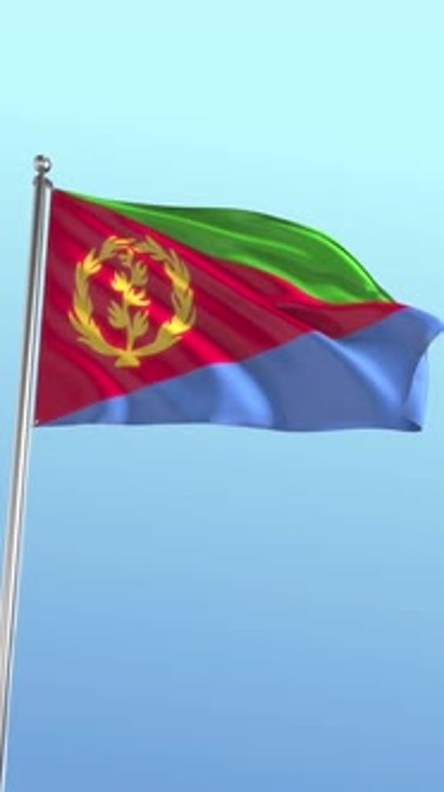 Realistic Waving Flag of Eritrea on a Pole