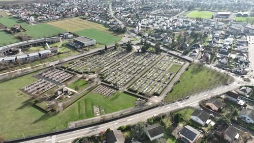 Aerial view of residential area Kingersheim, Mulhouse, Alsace, France.