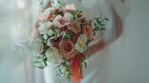 Elegant Bridal Bouquet of Roses Close Up