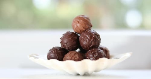 Pile of Chocolate Truffles Close Up