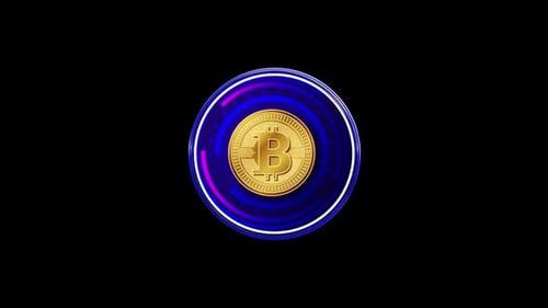 Ícone Bitcoin 3D Loop Alpha Blue V2