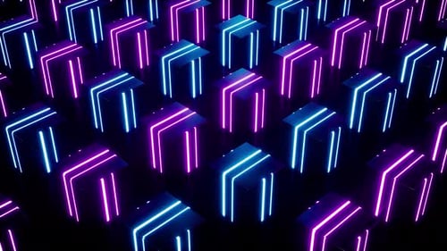 Flickering Neon Line Boxes Vj Loop
