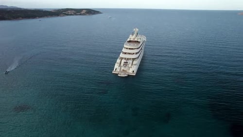 Luxury Yacht Anchored in Calm Turquoise Blue Sea