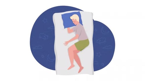 Flat Design Animation: Person Sleeping Soundly for Health and Wellness