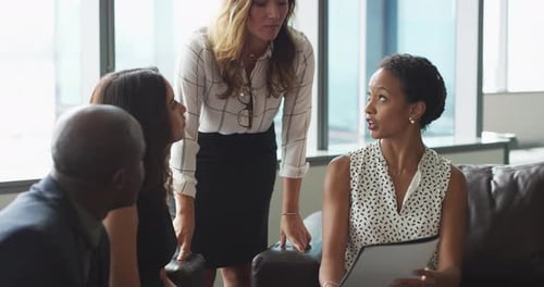 Portfolio, corporate people conversation and team leader review legal contract