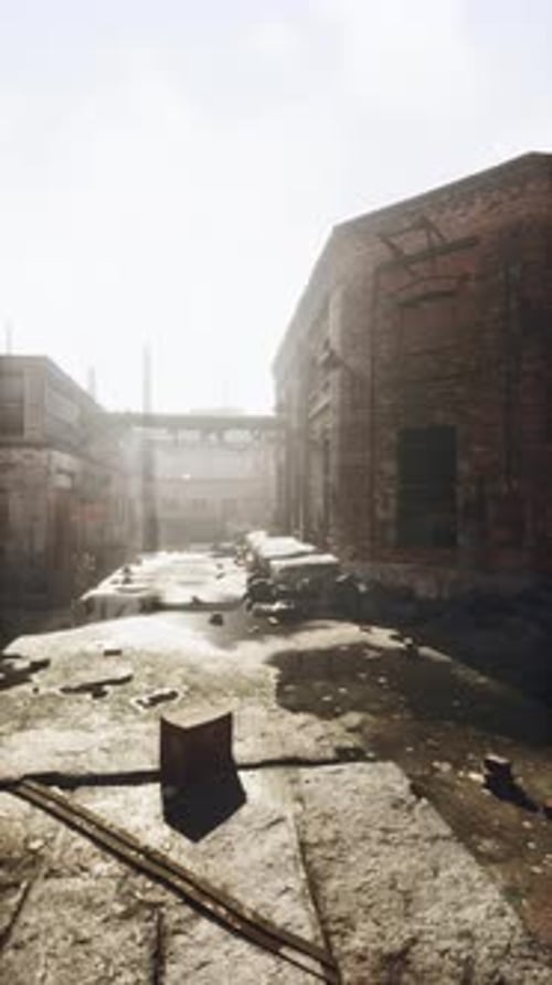 Urban Street Scene With Brick Building Vertical