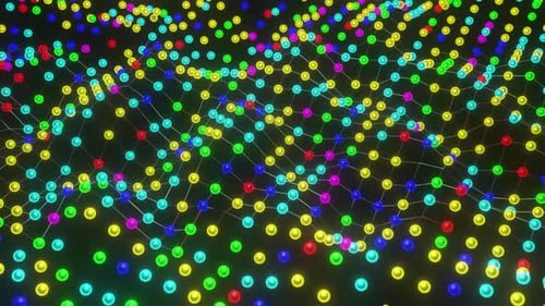 Colorful Mesh With Glowing Nodes Rotating Technology Futuristic Abstract Background 3d render