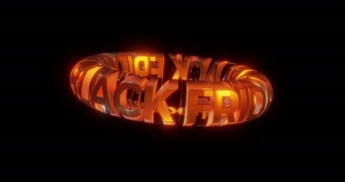 3D Black Friday Glowing Text Ring Rotation