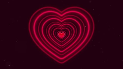 Glowing Neon Heart Tunnel Infinite Loop Background