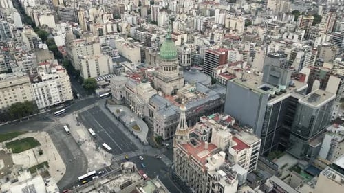 The Congress of the Argentine Nation Aerial View Above City Architecture of Buenos Aires Landmark
