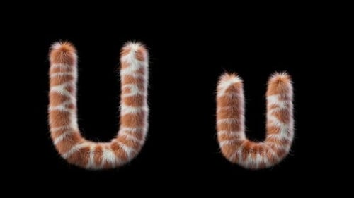3D animation of a uppercase and lowercase Giraffe woolen letter U