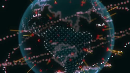 Futuristic Global Data Network Visualization with Digital Connectivity Elements