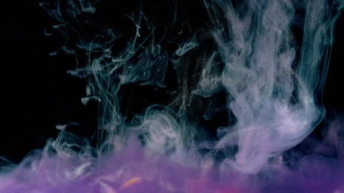 Abstract Liquid Ink Swirl on Black Background