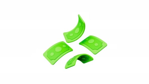 Animated 3D Green Money Bills Floating Element