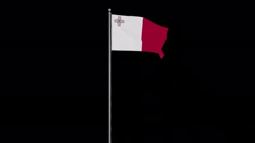 Realistic Malta Flag Waving on Pole