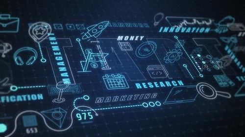 Futuristic Business Data Network Animated HUD Display