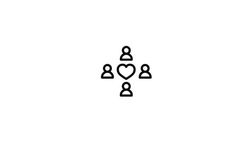 Animated Flat Design Icon: People and Heart Connection