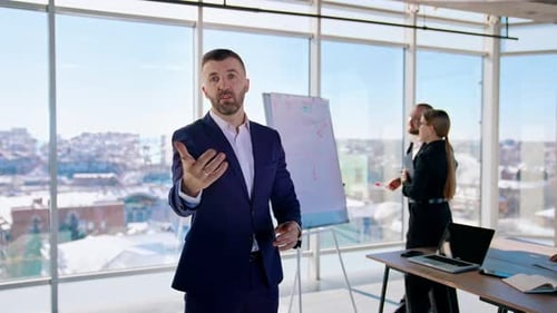 Business Presentation in a Modern Office Setting