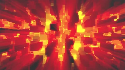 Abstract Glowing Geometric Blocks Tunnel Background