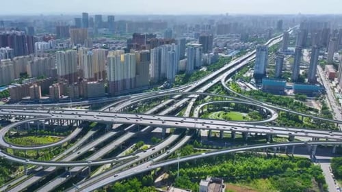 City Junction, Drone View, 4K Shot