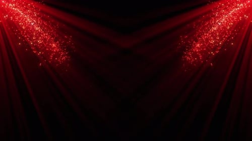 Dramatic Red Stage Spotlights with Falling Glitter Particles Loop