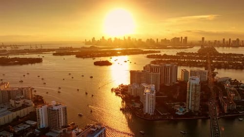 Amazing golden hour over the Biscayne Bay.