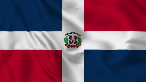 Waving Dominican Republic Flag with Realistic Fabric Movement