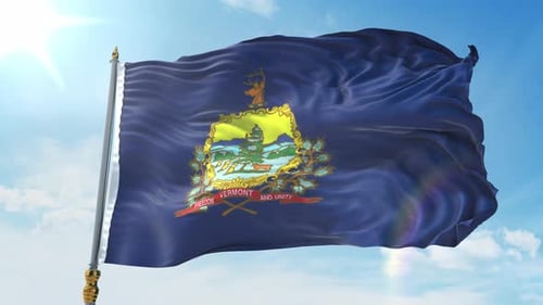Realistic Vermont State Flag Waving Animation