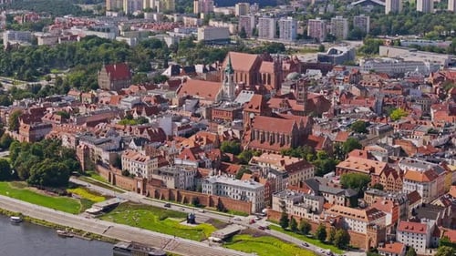 Torun Poland Aerial of Hanseatic Trade City Old Town Gothic Architecture