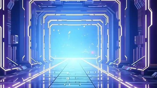 Futuristischer Tunnel, lebendige Farben, schlankes Design, fortschrittliche Technologie